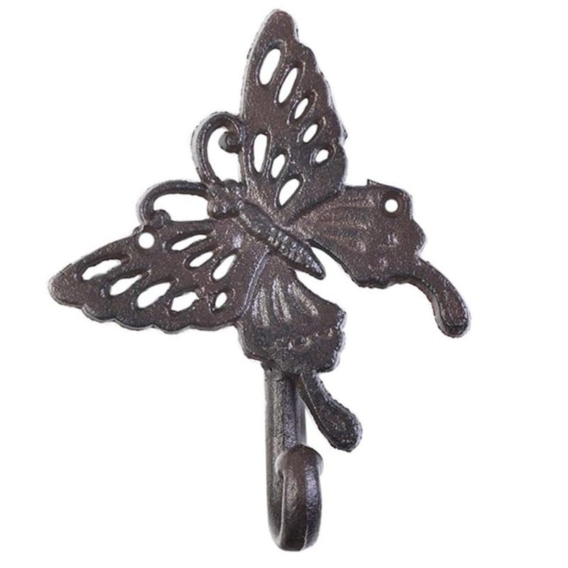 Hdtyyln Butterfly Hook, Cast Iron Wall Hooks, Heavy Duty Coat Hooks, Decorative Animal Hook for Home Kitchen Balcony Office Outdoor Garden Hanging Clothes Caps Bags Coats Daily Tools Planter, 1Pcs - Image 1